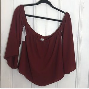 ARITZIA NEW W/ TAGS RED OFF THE SHOULDER BLOUSE -M